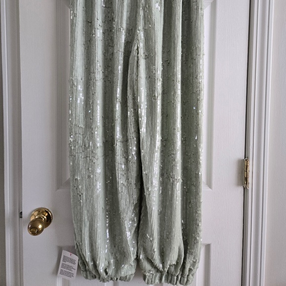 ASOS EDITION sequin jogger in sage green - Picture 5 of 6